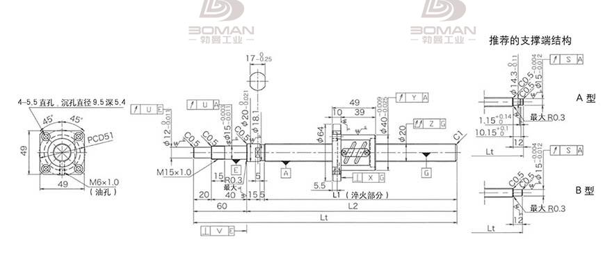 KURODA GP2004ES-AALR-0605B-C3S 黑田丝杆型号含义对照表