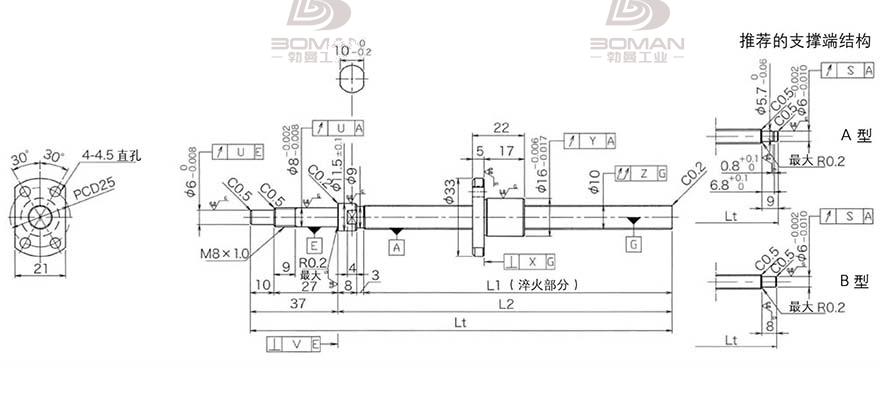 KURODA DP1002JS-HDNR-0320B-C3S 黑田丝杆替换尺寸图片大全